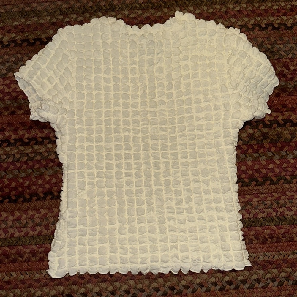 TOPSHOP RUCHED CREAM PUFFY TOP - Picture 3 of 4